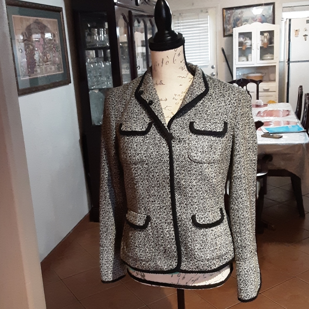 CHARTER CLUB BLACK WHITE Blazer Vintage - Picture 1 of 11